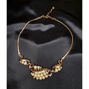 Vintage 1954 Trifari Necklace Signed Alfred Philippe Design Faux Pearls